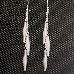 White bubble Lucite and silver chain earrings